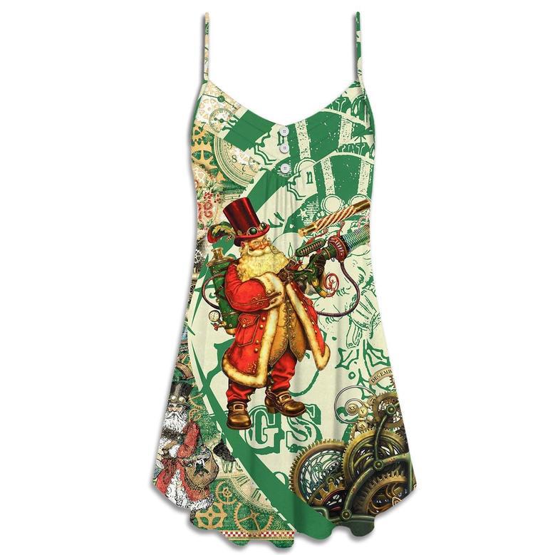 Christmas Steampunk Santa Clause - V-Neck Sleeveless Cami Dress