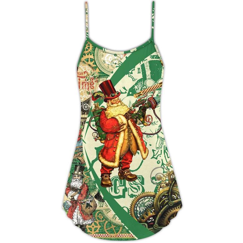 Christmas Steampunk Santa Clause - V-Neck Sleeveless Cami Dress