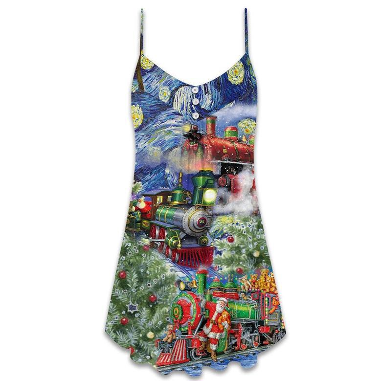 Christmas The Gift Train Arrives At The Wharf - V-Neck Sleeveless Cami Dress