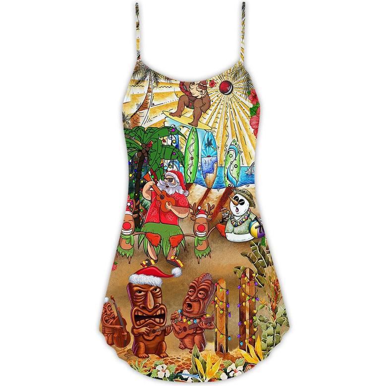 Christmas Tiki Mele Kalikimaka From Hawaii - V-Neck Sleeveless Cami Dress