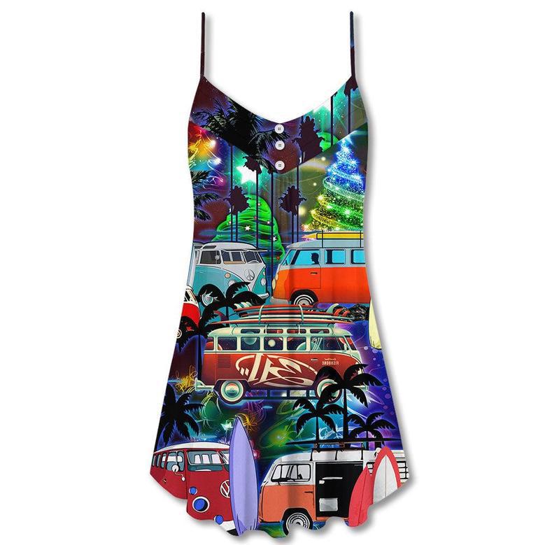 Christmas Van Bus Beach Style - V-Neck Sleeveless Cami Dress