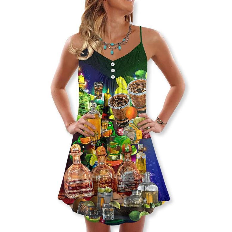 Christmas Wine When Life Gives You A Lemon - V-Neck Sleeveless Cami Dress