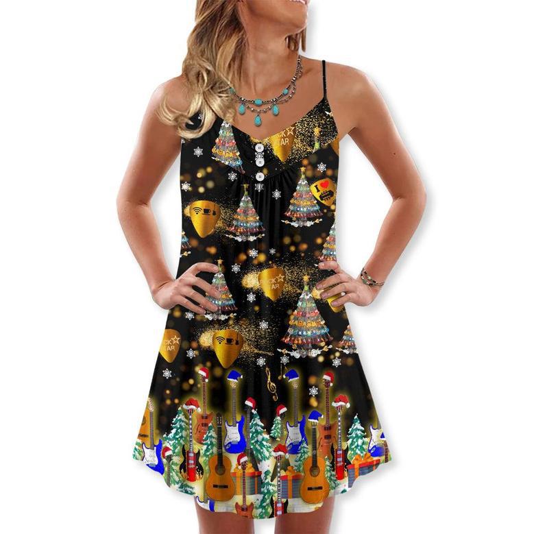 Christmas Yes I Speak Guitar - V-Neck Sleeveless Cami Dress