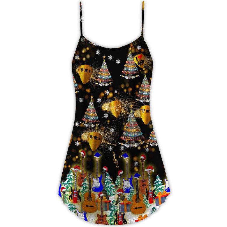 Christmas Yes I Speak Guitar - V-Neck Sleeveless Cami Dress