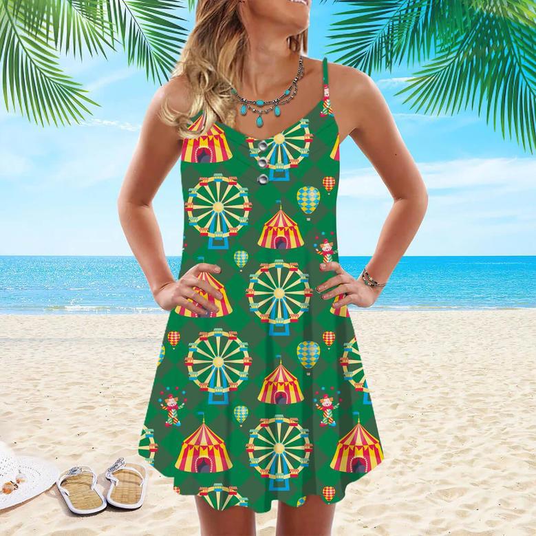 Circus Mysteries With Amazing Tent Spaghetti Strap Summer Dress