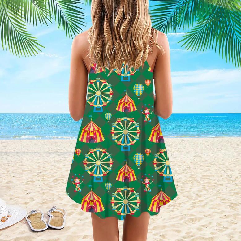 Circus Mysteries With Amazing Tent Spaghetti Strap Summer Dress