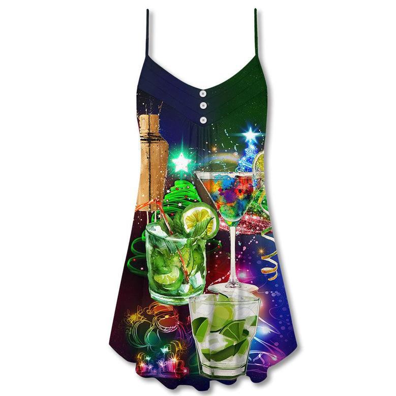 Cocktail Christmas Merry Christmas - V-Neck Sleeveless Cami Dress