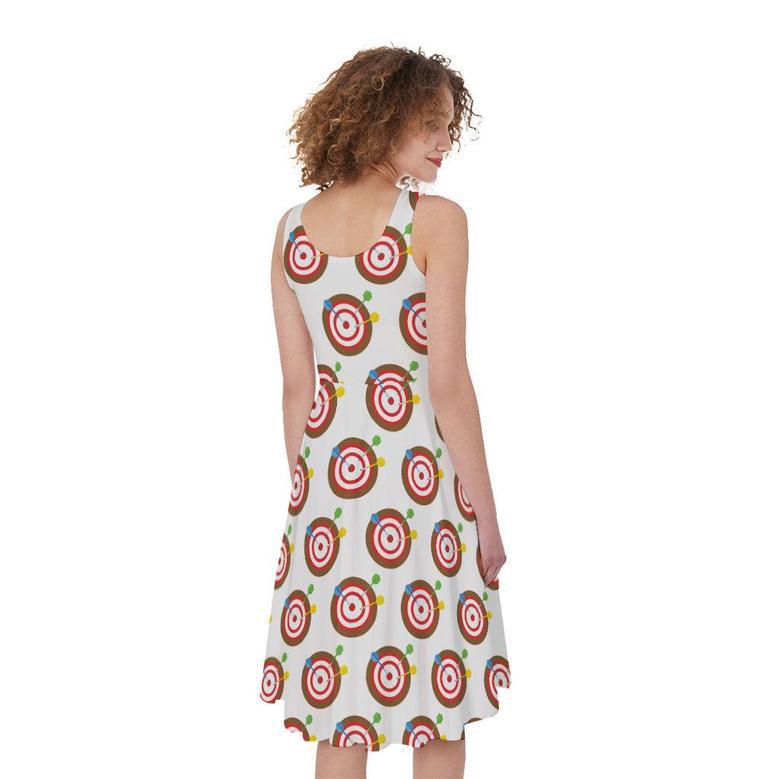 Colorful Darts And Dartboard Print Sleeveless Knee Length Dress