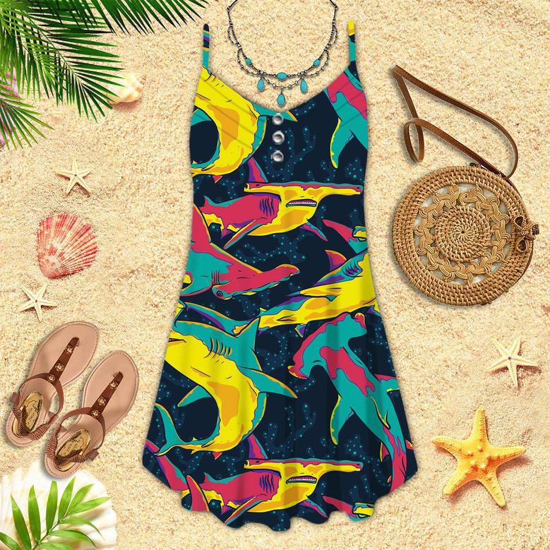 Colorful Hammerhead Shark Spaghetti Strap Summer Dress