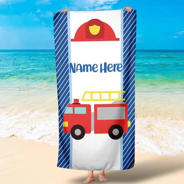 Construction Theme Personalized Beach Towels Kids Adults Unique Design