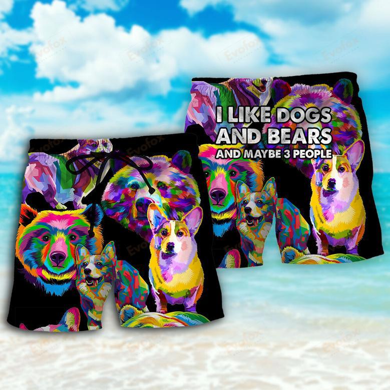 Corgi Dog I Like Dogs And Bears Beach Short