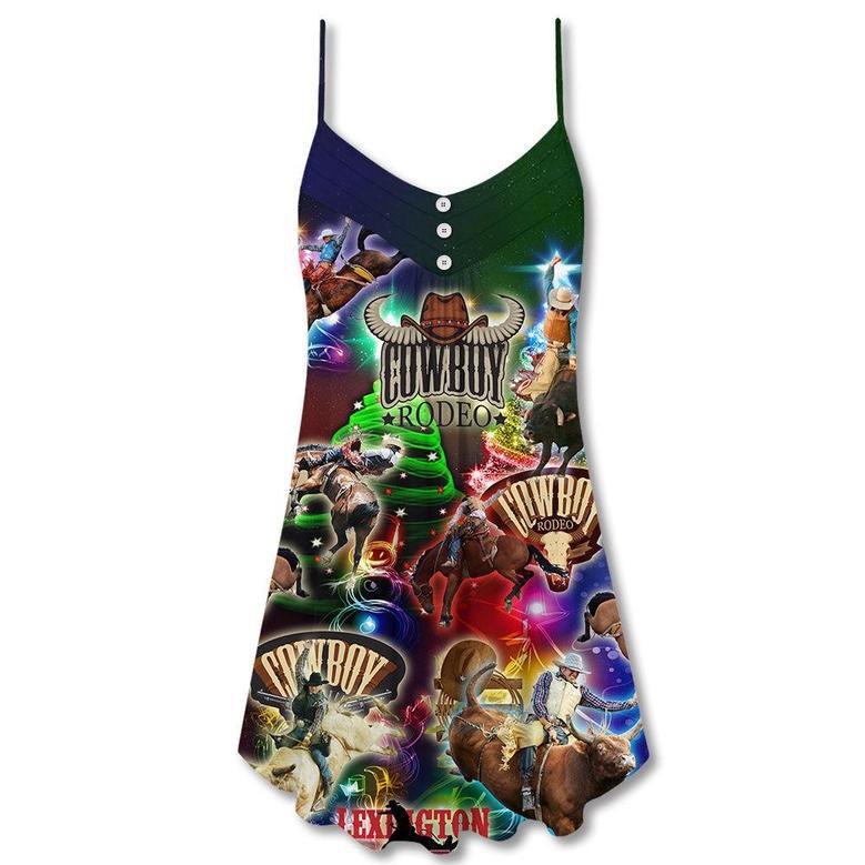 Cowboy Rodeo Merry Christmas - V-Neck Sleeveless Cami Dress