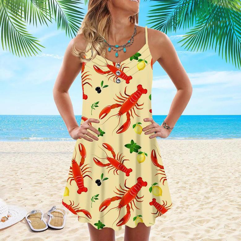 Crawfish Crew Lemon Spaghetti Strap Summer Dress