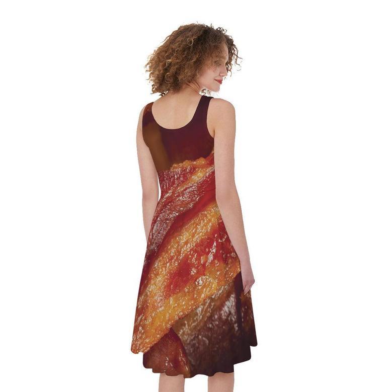 Crispy Bacon Print Sleeveless Knee Length Dress