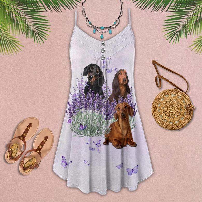 Dog Love Purple Flower Dachshund - Summer Dress