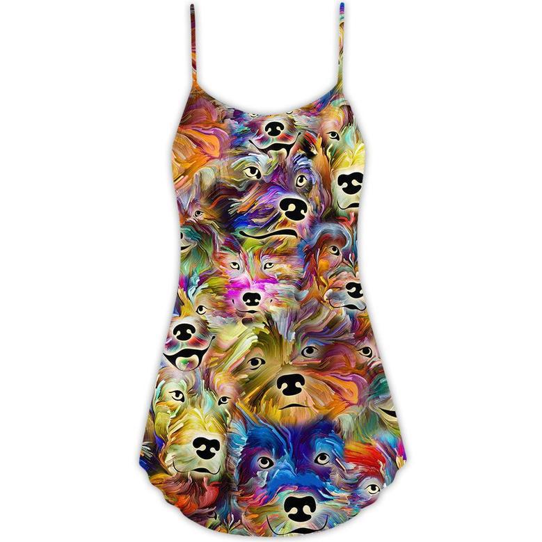 Dog Painting In My Memory - V-Neck Sleeveless Cami Dress