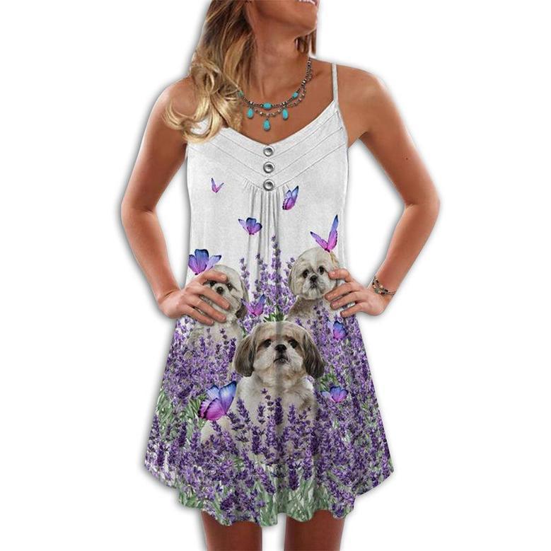 Dog Purple Flower Shih Tzu - Summer Dress