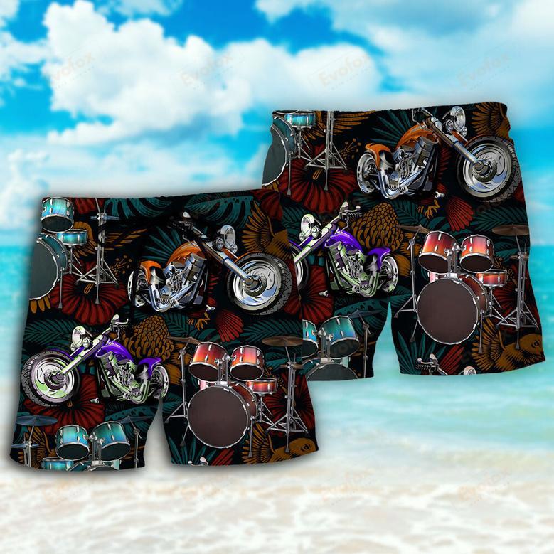 Drum I Like Drums And Motorcycles Beach Short