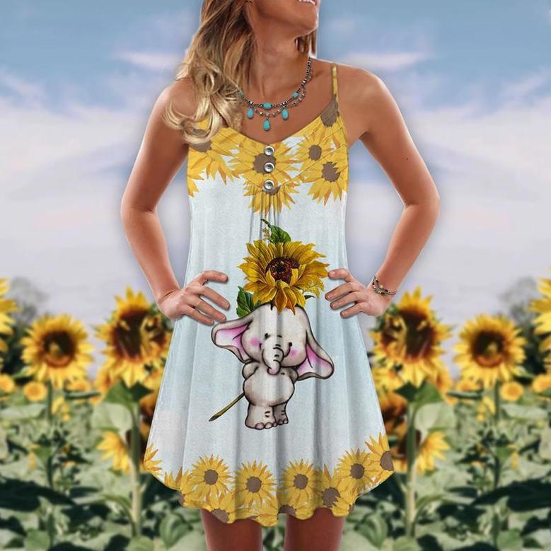 Elephant Loves Summer Beautiful Sunflower - Summer Dress