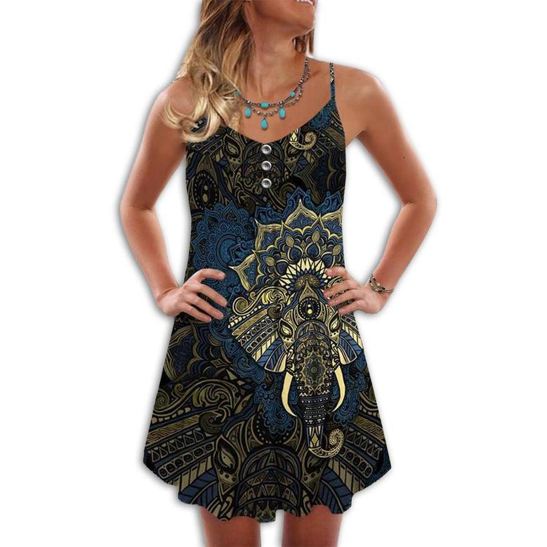 Elephant Loves Summer Vibes Mandala Pattern - Summer Dress