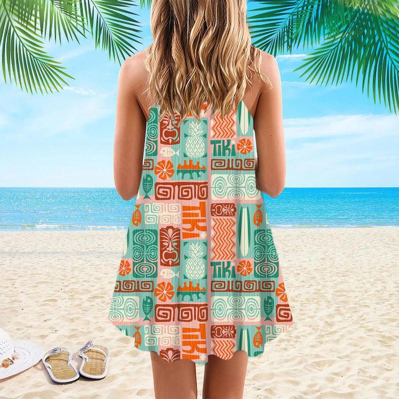 Exotic Tiki Pattern Spaghetti Strap Summer Dress