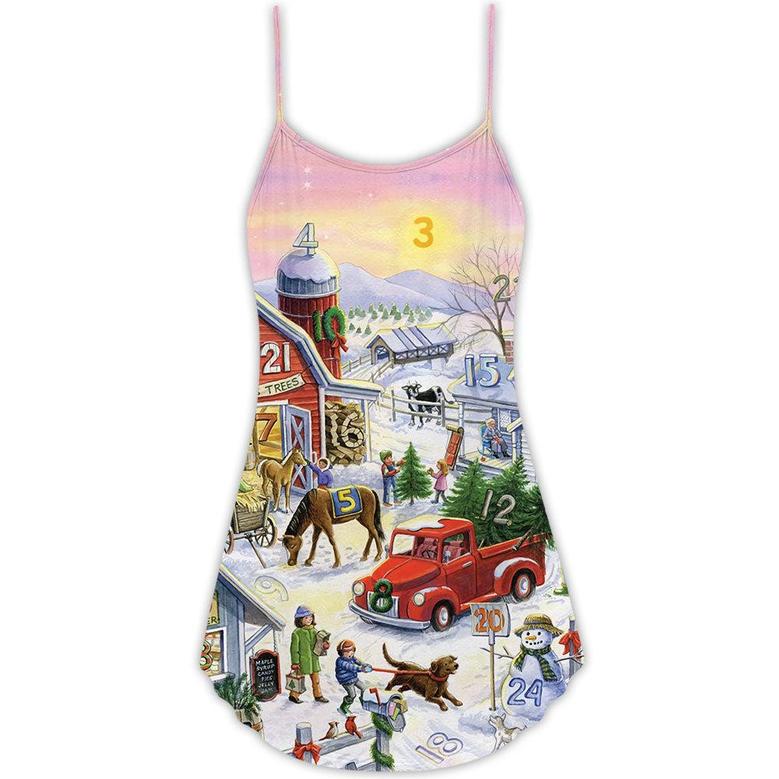 Farm Life Art Merry Christmas - V-Neck Sleeveless Cami Dress