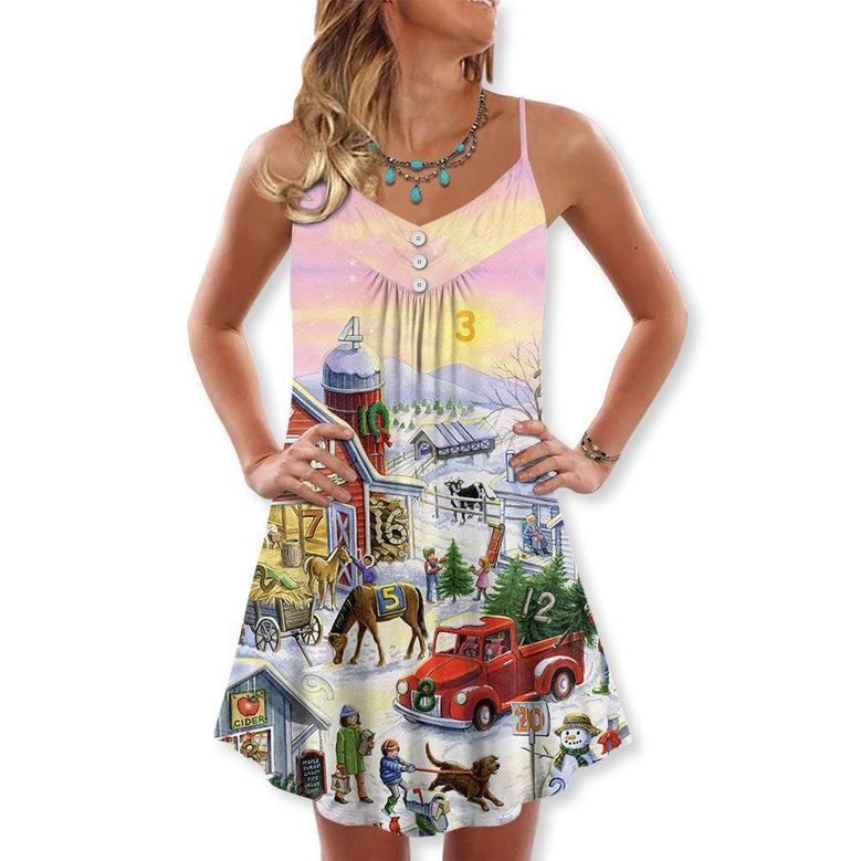 Farm Life Art Merry Christmas - V-Neck Sleeveless Cami Dress