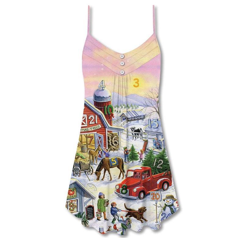 Farm Life Art Merry Christmas - V-Neck Sleeveless Cami Dress