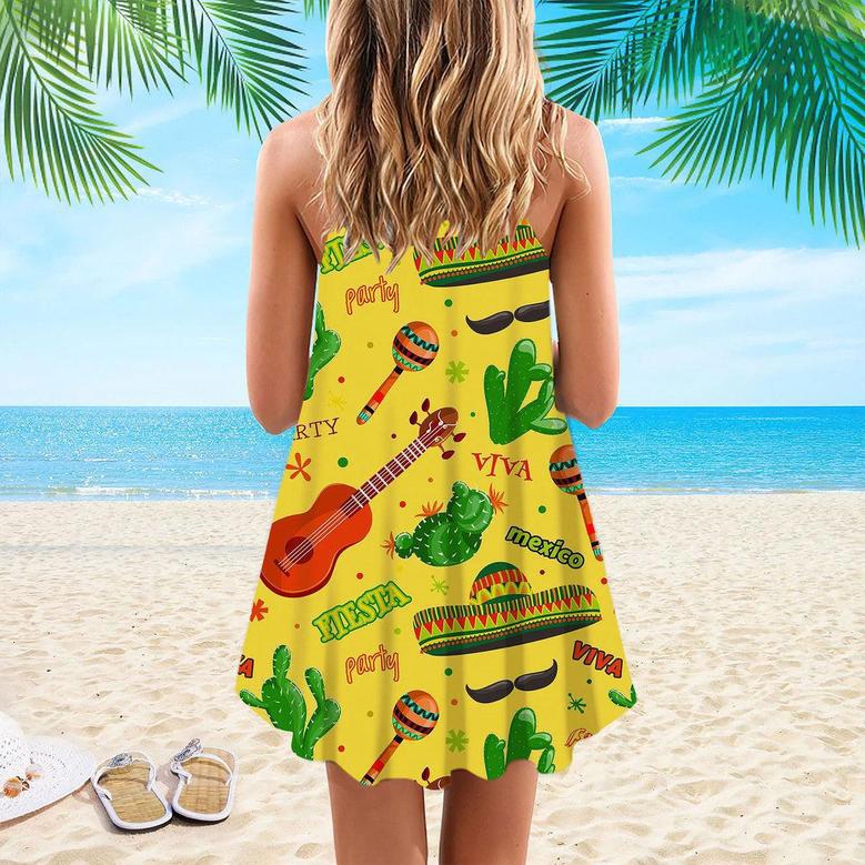 Fiesta Party Mexico Spaghetti Strap Summer Dress