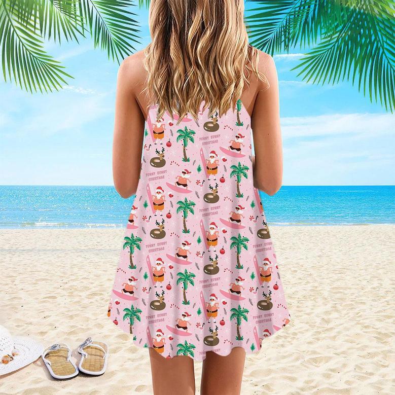 Flamingo Christmas in July Spaghetti Strap Summer Dress