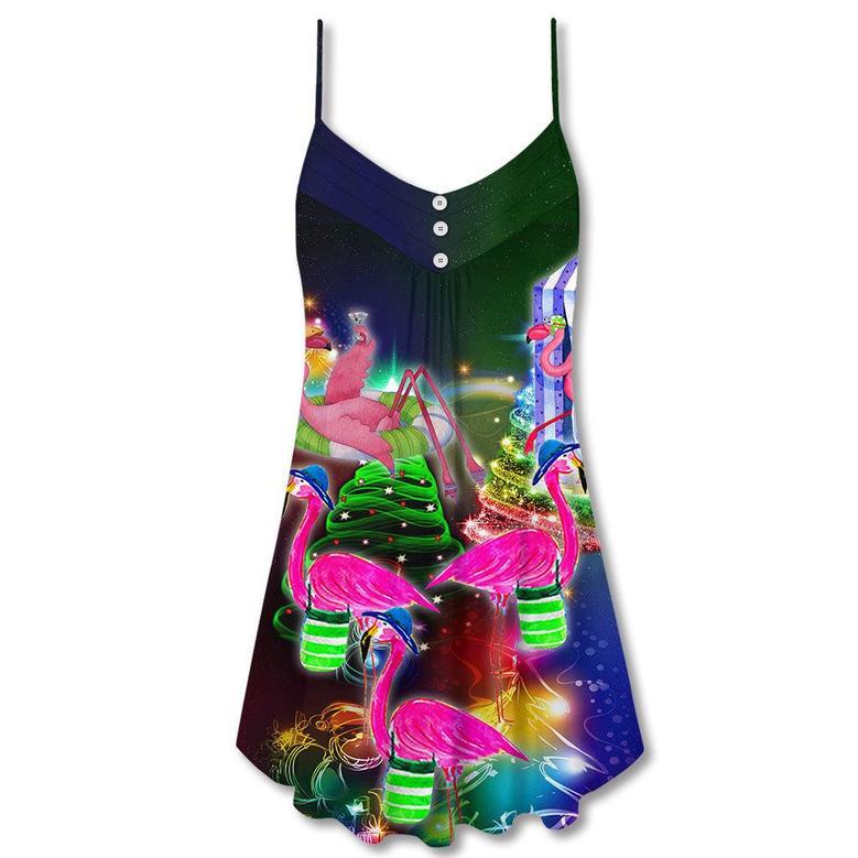 Flamingo Love Beach Amazing Christmas - V-Neck Sleeveless Cami Dress