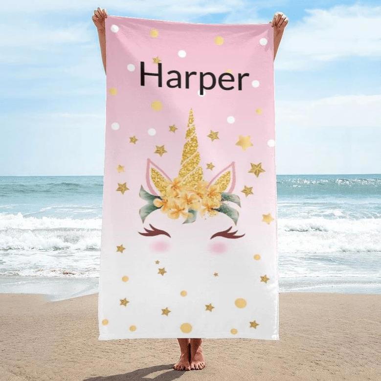 Flower Design Personalized Beach Towels Kids Adults Custom Gift