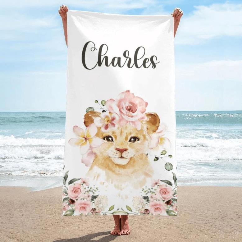 Flower Design Personalized Beach Towels Kids Adults Custom Gift