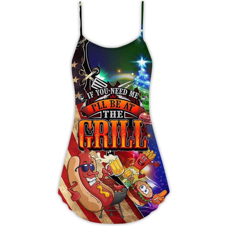 Food America Back I Will Be At The Grill Christmas - V-Neck Sleeveless Cami Dress