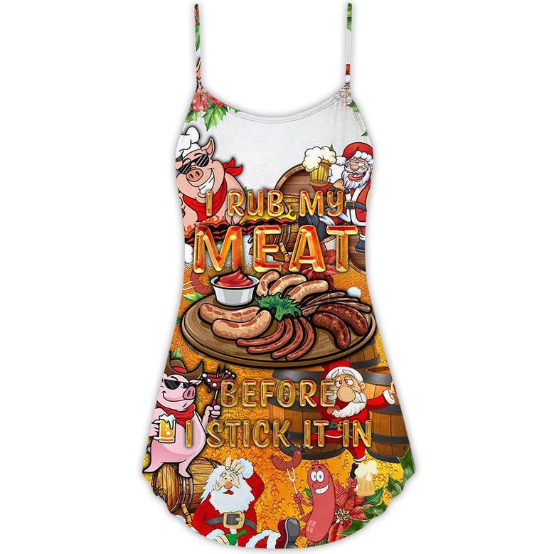 Food I Rub My Meat Christmas - V-Neck Sleeveless Cami Dress