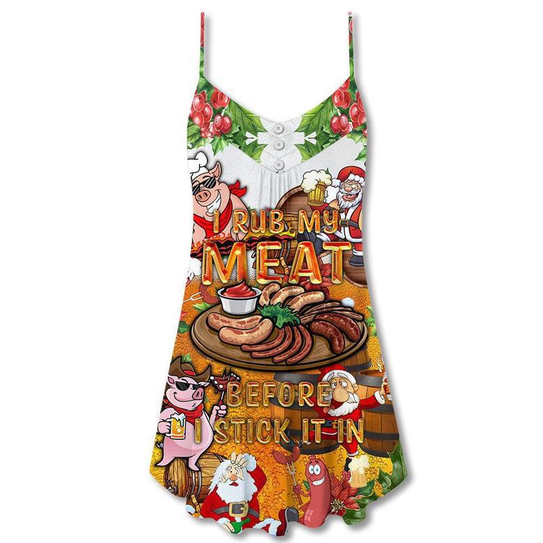 Food I Rub My Meat Christmas - V-Neck Sleeveless Cami Dress