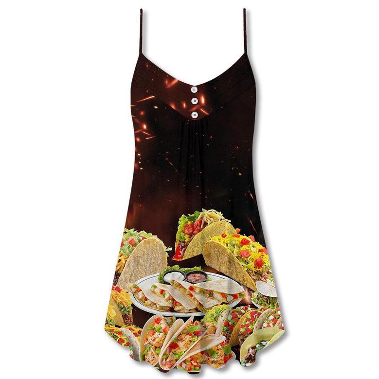 Food Tacos Fast Food Delicious - V-Neck Sleeveless Cami Dress