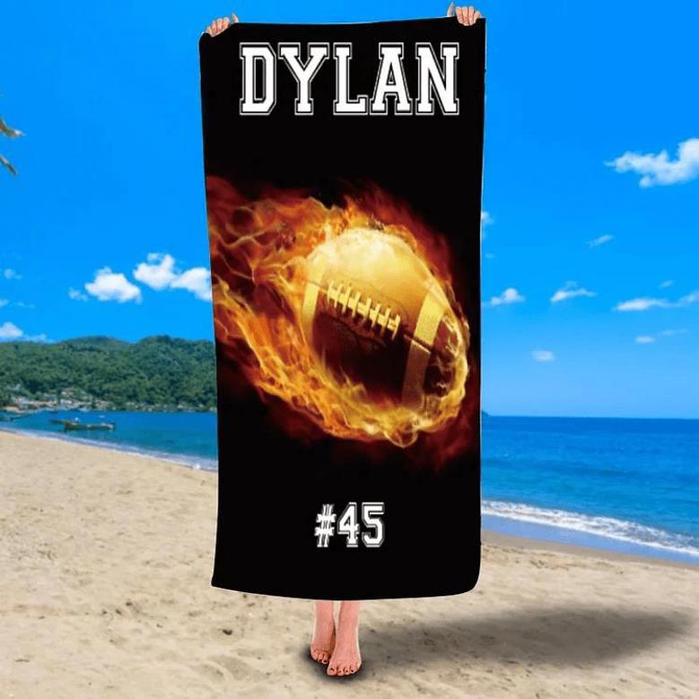 Football Design Personalized Beach Towels Adults Kids Unique Gift