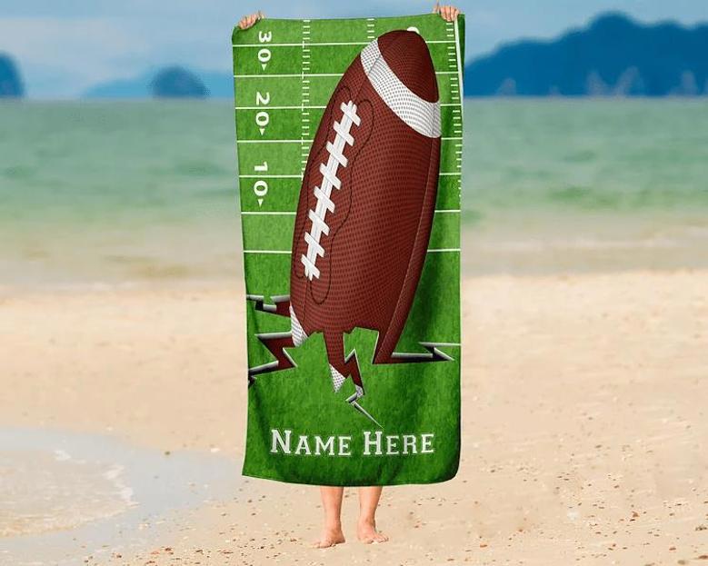 Football Design Personalized Beach Towels Adults Kids Unique Gift