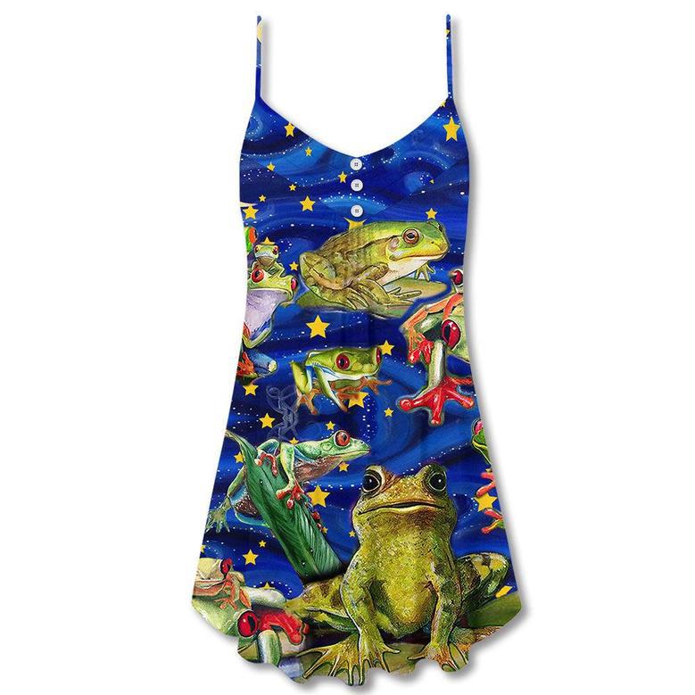 Frog Life Merry Christmas Snow - V-Neck Sleeveless Cami Dress