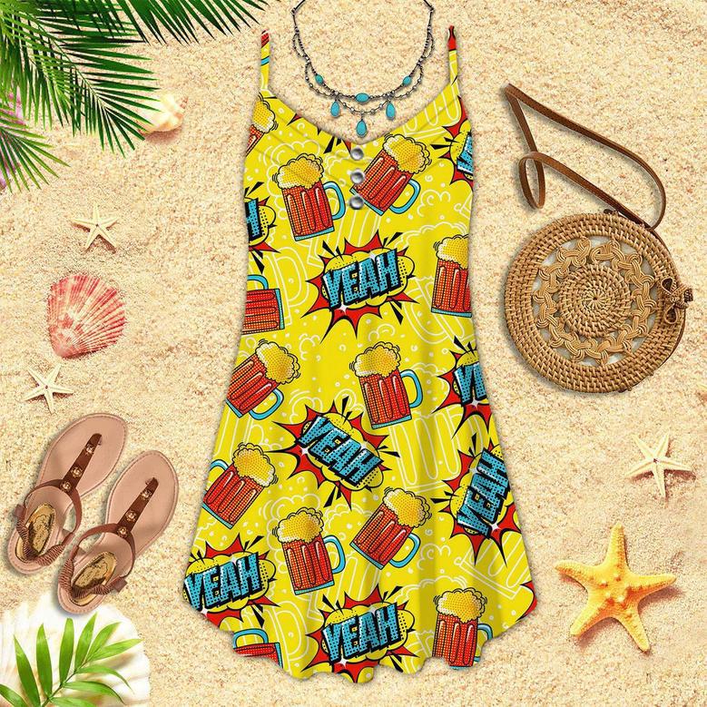 Funny And Drinking Beer Spaghetti Strap Summer Dress