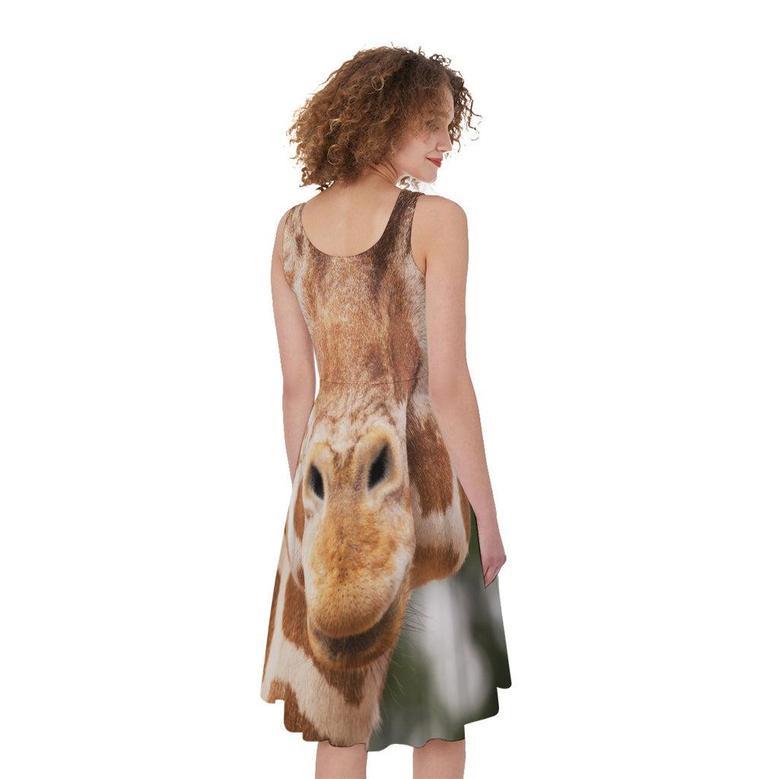 Funny Giraffe Print Sleeveless Knee Length Dress