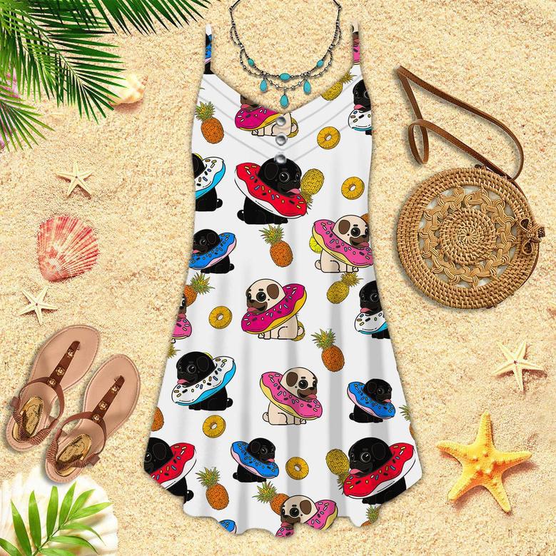 Funny Pug Pineapple Connection Spaghetti Strap Summer Dress