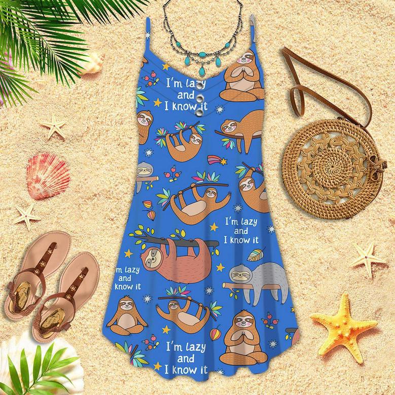 Funny Sloth I'm Lazy And I Know It Spaghetti Strap Summer Dress