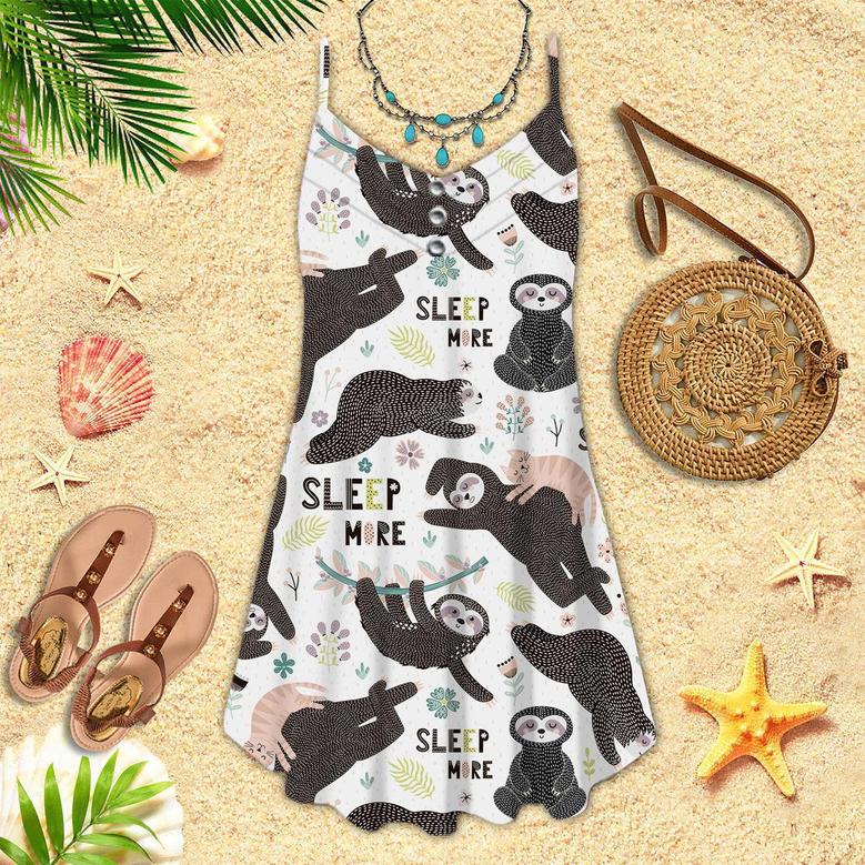 Funny Sloths Sleep More Spaghetti Strap Summer Dress