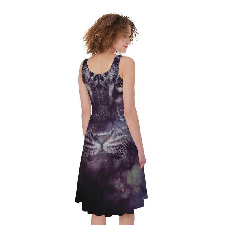 Galaxy Jaguar Print Sleeveless Knee Length Dress