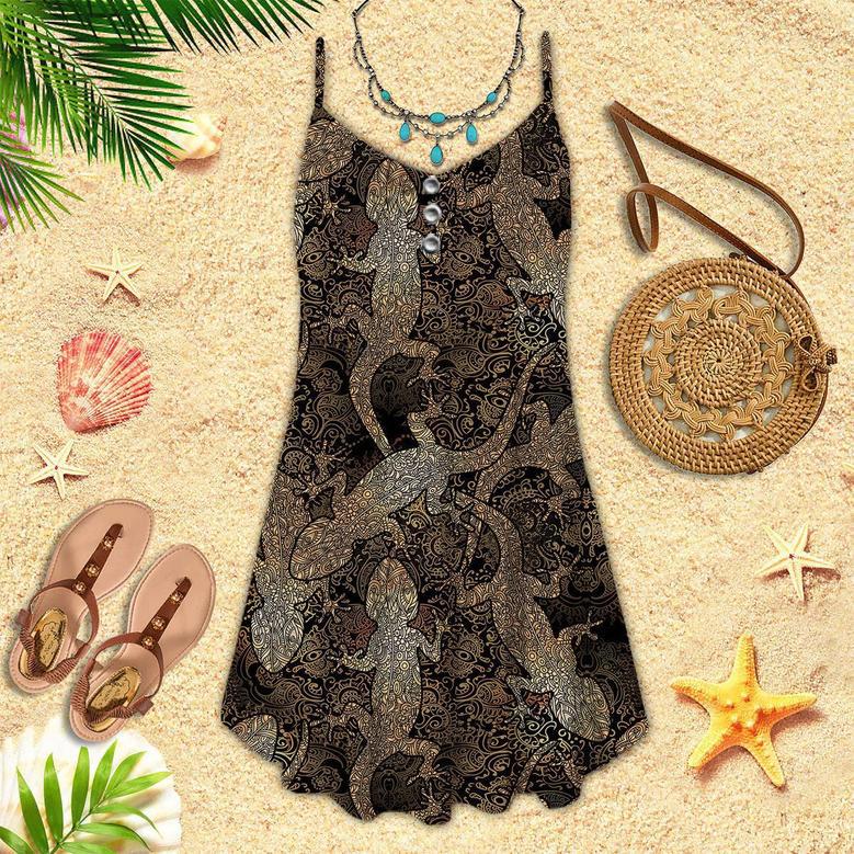 Gecko Lizards Mandala Spaghetti Strap Summer Dress