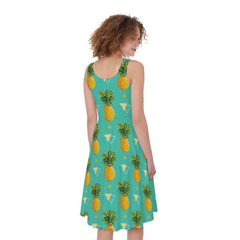 Geometric Pineapple Pattern Print Sleeveless Knee Length Dress