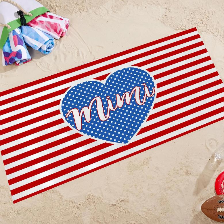 Grandma Grandkids Flag Design Personalized Lovely Beach Towels Gift