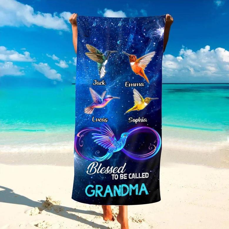 Grandma Grandkids Infinity Love Personalized Beach Towels Gift Idea